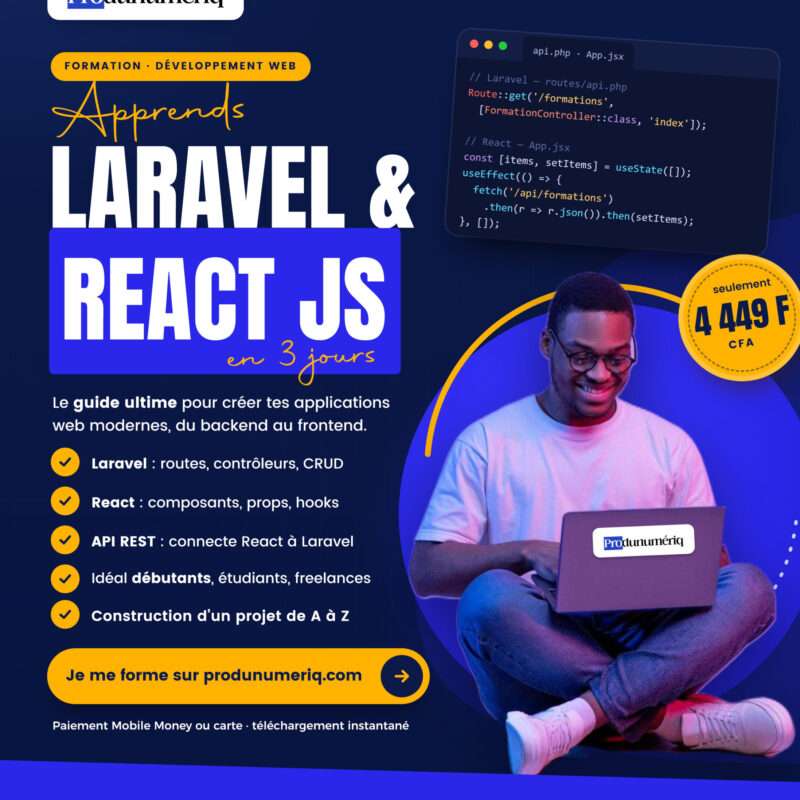 Apprenez Laravel et React Js en 3 jours guide ultime
